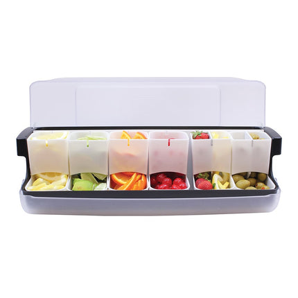 Khay Đựng Garnish Quầy Bar Tablecraft BCD6000 6 Ngăn - Nắp Phẳng Bản Lề