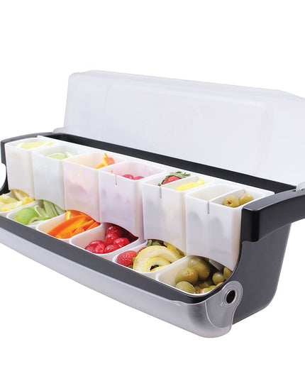 Khay Đựng Garnish Quầy Bar Tablecraft BCD6000 6 Ngăn - Nắp Phẳng Bản Lề