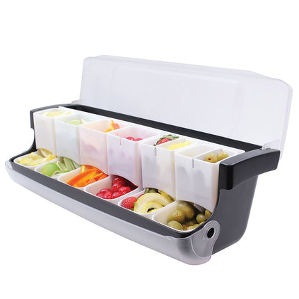 Khay Đựng Garnish Quầy Bar Tablecraft BCD6000 6 Ngăn - Nắp Phẳng Bản Lề
