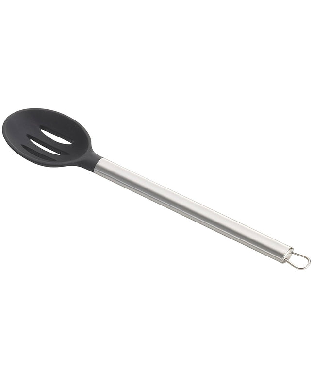 Thìa Phục Vụ Có Rãnh Tablecraft CW401 33 cm Đầu Silicone Đen Tay Cầm Thép Không Gỉ