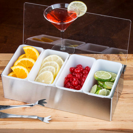 Khay Trang Trí Quầy Bar Tablecraft H1604 4 Ngăn - Nắp Phẳng Bản Lề
