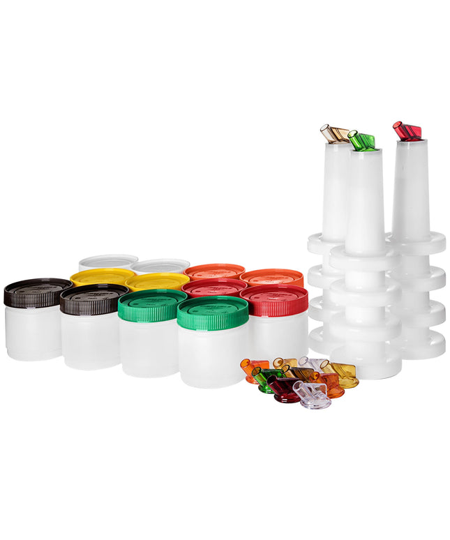 Bộ bình đựng và rót Carlisle Store N' Pour 473 ml nắp, cổ và vòi nhiều màu PS501N00