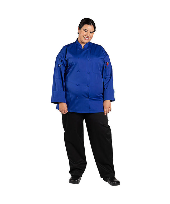 Áo bếp Uncommon Chef Pulse unisex Lightweight sâu Royal xanh dương tùy chỉnh Long tay áo áo bếp 0706 - 2X