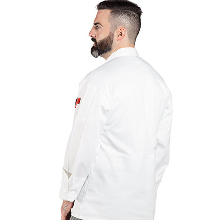 Áo bếp tay dài unisex Uncommon Chef Classic Knot Pro Vent màu trắng lưng lưới in tùy chỉnh 0427 - 2X