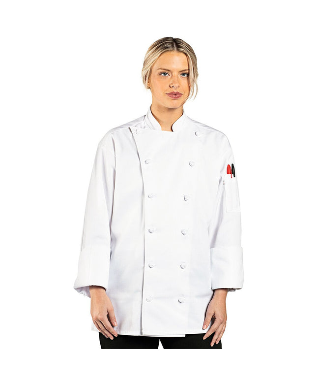Áo bếp tay dài unisex Uncommon Chef Mirage 0411 màu trắng tùy chỉnh kiểu executive - cỡ L