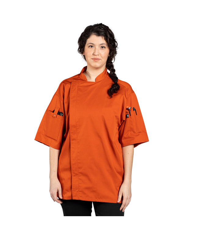 Áo bếp Uncommon Chef Venture Pro Vent unisex nhẹ cam tay ngắn với lưng lưới 0703 - 2X