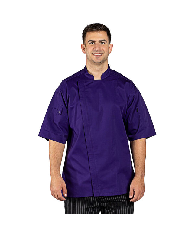 Áo đầu bếp tay ngắn nhẹ tùy chỉnh màu nho lưng lưới Uncommon Chef Venture Pro Vent 0703 unisex - 2X