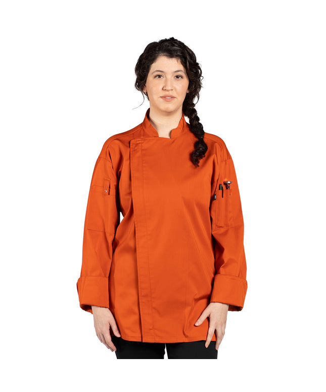 Áo đầu bếp tay dài nhẹ cam lưng lưới unisex Uncommon Chef Endeavor Pro Vent 0704 - Size 2X