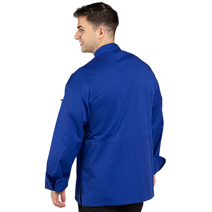 Áo bếp Uncommon Chef Endeavor Pro Vent unisex nhẹ màu xanh hoàng gia đậm, tay dài, lưng lưới 0704 - 2X