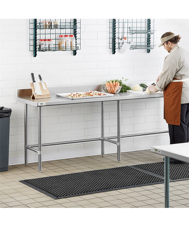 Bàn làm việc chân hở thép không gỉ 304 Regency 61 x 274 cm với gờ chắn 10 cm