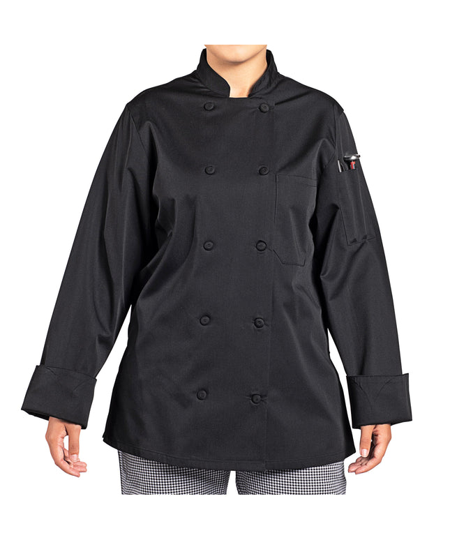 Áo bếp tay dài nhẹ Uncommon Chef Tempest Pro Vent 0702 nữ màu đen lưng lưới tùy chỉnh - 2XL