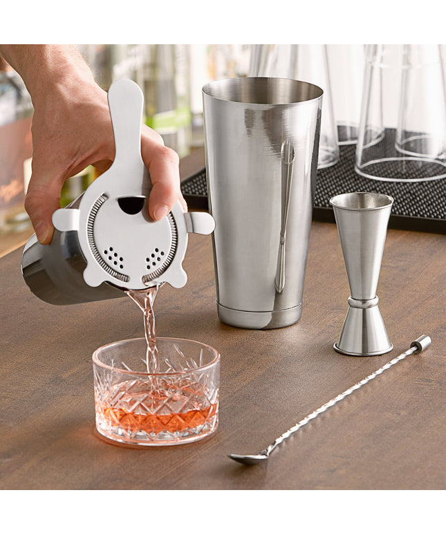 Bộ shaker pha chế cocktail 4 món Acopa màu bạc 473 ml