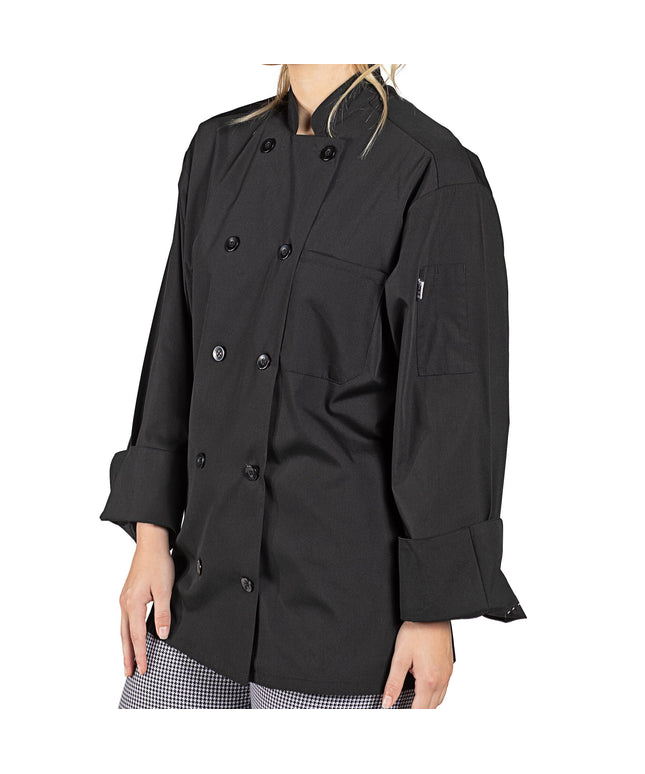 Áo bếp dài tay unisex đen nhẹ tùy chỉnh Uncommon Chef Classic 0413 với 10 nút - 2XL