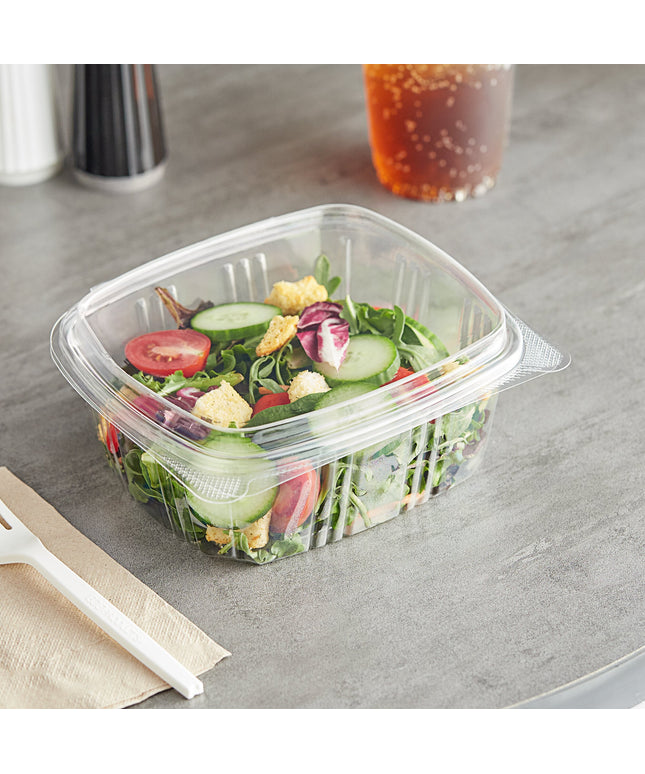 Choice Hộp Đựng Đồ Ăn Mang Đi Nắp Bản Lề Cao Nhựa RPET Tái Chế 32 oz Trong Suốt Nắp Vòm 200/Case