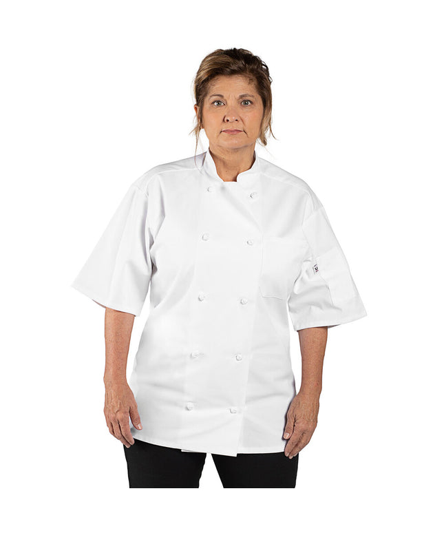 Áo bếp tay ngắn Uncommon Chef Monterey unisex màu trắng có thể in logo 0484 - 2X