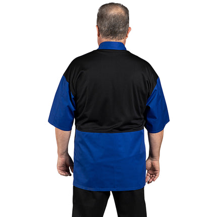 Áo đầu bếp tay ngắn nhẹ xanh dương lưng lưới unisex Uncommon Chef Rogue Pro Vent 0701 có thể tùy chỉnh - Size 2X