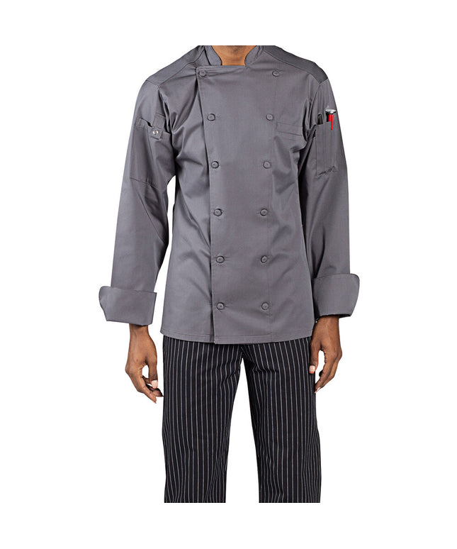 Áo bếp tay dài unisex Uncommon Chef Vigor Pro Vent nhẹ xám đá lưng lưới, tùy chỉnh 0705 - 2XL