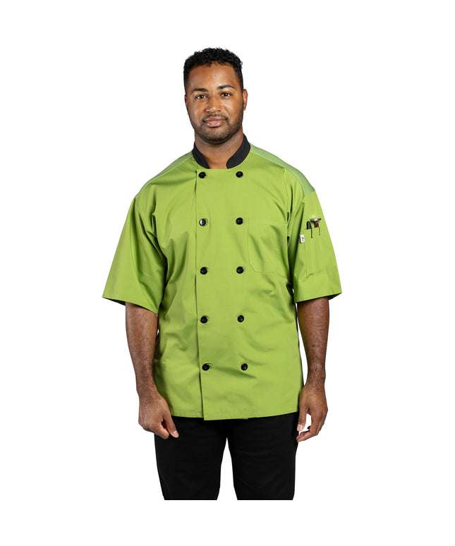 Áo bếp tay ngắn Uncommon Chef Havana unisex màu bơ lưng lưới có thể in logo 0494 - 2X