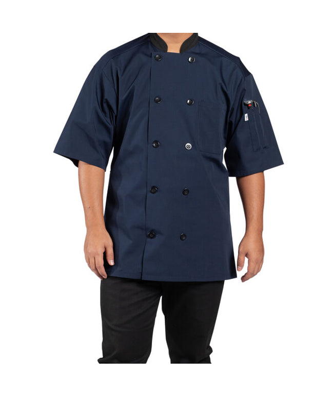 Áo bếp unisex tay ngắn lưng lưới Uncommon Chef Havana 0494 xanh navy, tùy chỉnh - size 2XL