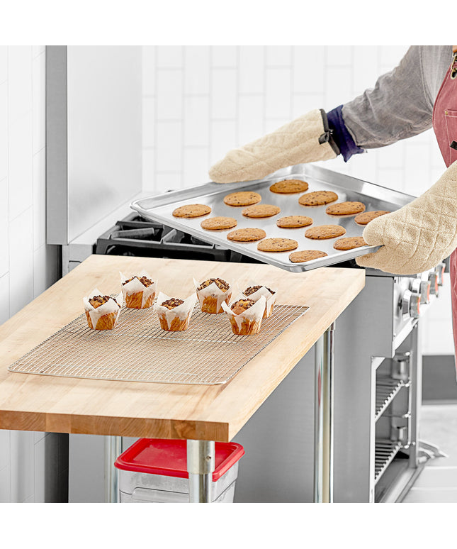 Bộ khay nướng nhôm viền dây thép 18 gauge 46 x 66 cm kèm vỉ làm nguội thép không gỉ có chân Baker's Lane nguyên khổ