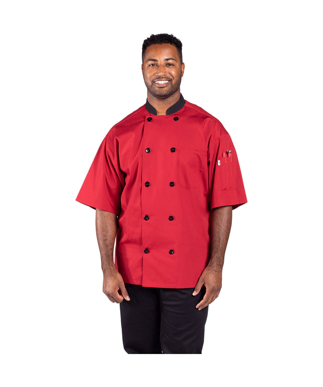 Áo bếp cộc tay lưng lưới Uncommon Chef Havana màu đỏ size 2XL