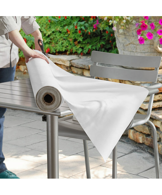 Khăn trải bàn vinyl họa tiết trơn màu trắng mặt lót nỉ Choice khổ rộng 132,1 cm, cuộn 25 yard