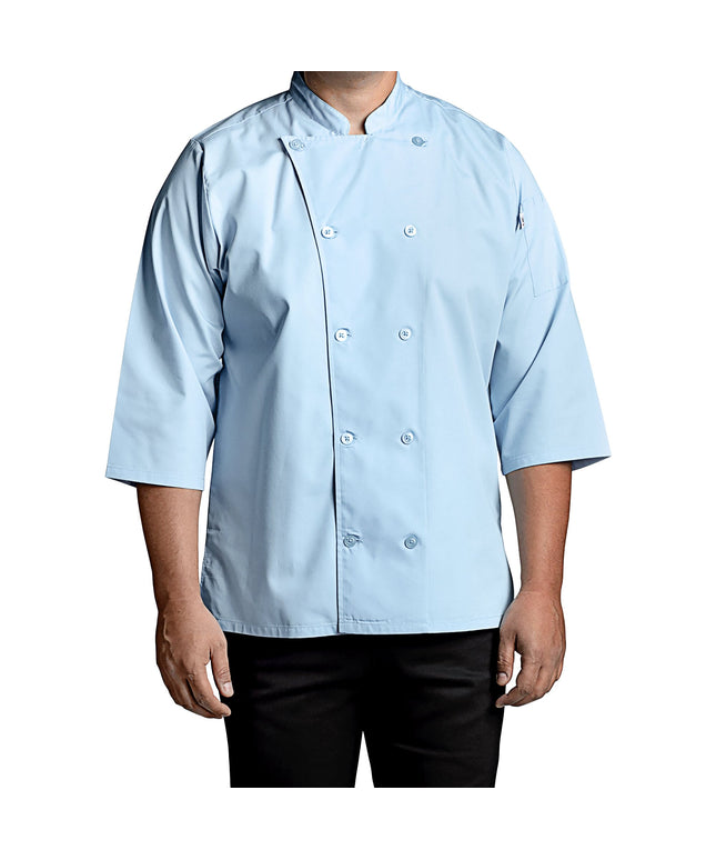 Áo bếp tay lửng unisex nhẹ Uncommon Chef Epic màu xanh da trời có khe thông hơi tùy chỉnh 0975 - 3XL