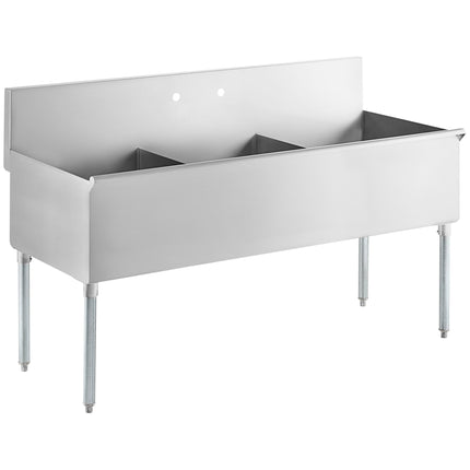 Bồn rửa đa dụng thương mại ba khoang Regency 183 cm kèm lòng 61 x 61 x 36 cm