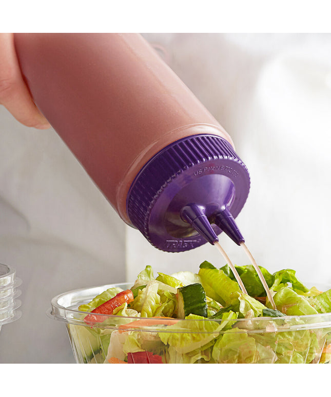 Bình bóp nước sốt nhựa tím Vollrath Traex® Color-Mate™ 710 ml Twin Tip™ miệng rộng - 2324C-54