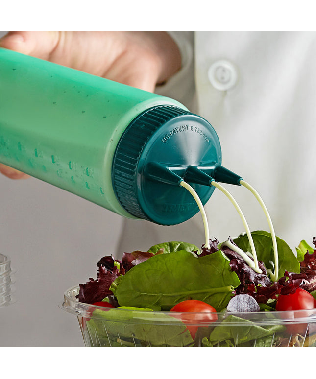 Bình bóp nước sốt nhựa xanh lá Vollrath Traex® Color-Mate™ 710 ml Tri Tip™ miệng rộng - 3324C-191