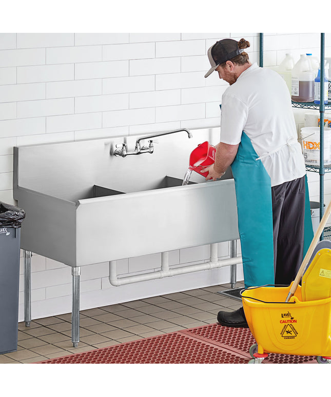 Bồn rửa đa dụng thương mại ba khoang Regency 183 cm kèm lòng 61 x 61 x 36 cm