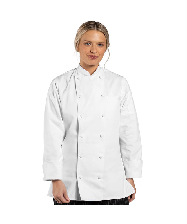 Áo bếp nữ dài tay cotton Uncommon Chef Navona màu trắng tùy chỉnh 0470C - 2XL