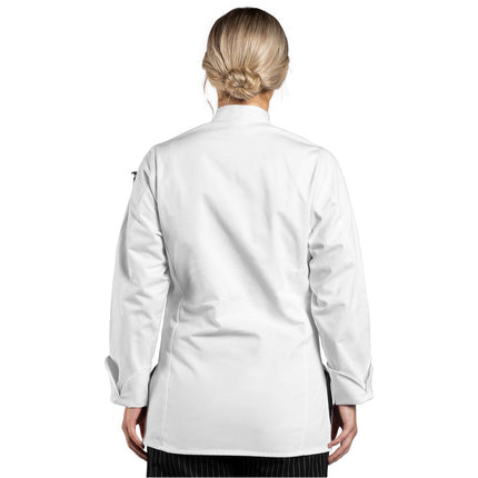Áo bếp nữ dài tay cotton Uncommon Chef Navona màu trắng tùy chỉnh 0470C - 2XL
