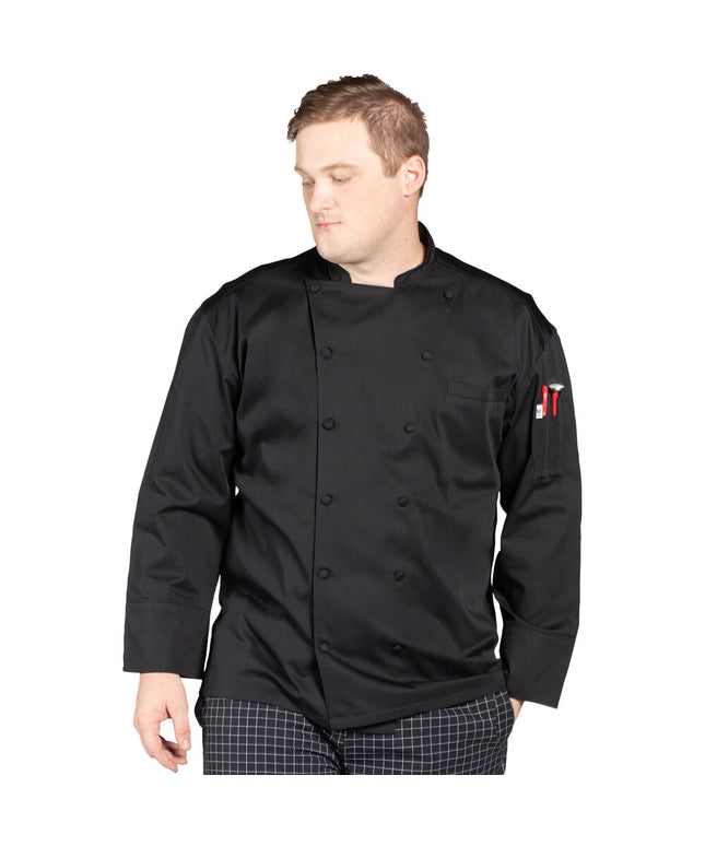 Áo bếp tay dài Uncommon Chef Barbados Pro Vent unisex màu đen lưng lưới có thể in logo 0481 - 2X