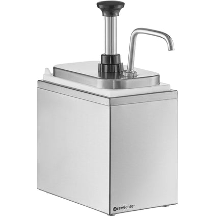 Bình phân phối gia vị ServSense thép không gỉ 1 ngăn 1,9 lít, 1 vòi bơm inox điều chỉnh định lượng