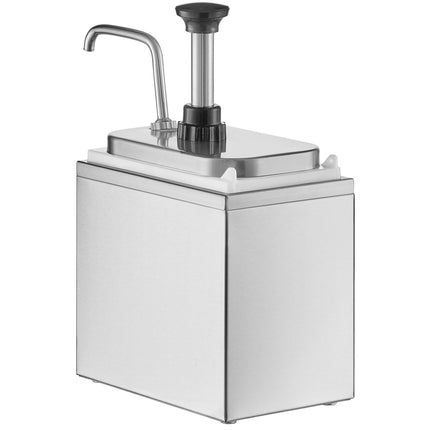 Bình phân phối gia vị ServSense thép không gỉ 1 ngăn 1,9 lít, 1 vòi bơm inox điều chỉnh định lượng