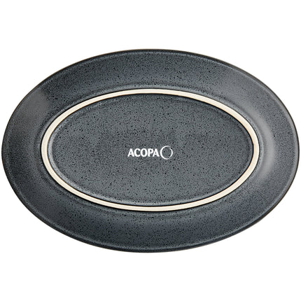 Đĩa gốm sứ coupe Acopa Embers xanh navy nhám 24 x 16,5 cm - Thùng 12 cái