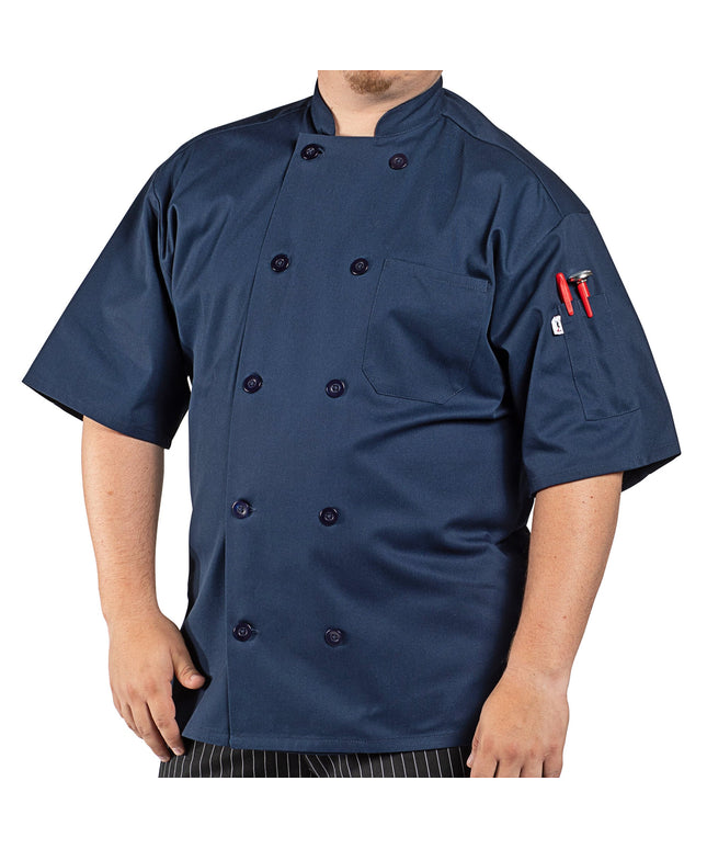 Áo bếp tay ngắn unisex Uncommon Chef South Beach 0415 màu xanh navy tùy chỉnh - cỡ L