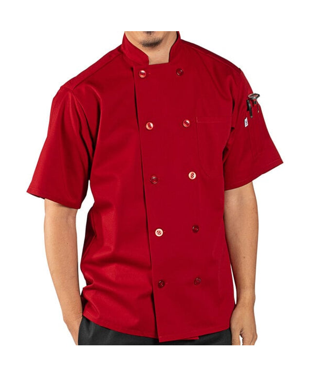 Áo bếp tay ngắn unisex Uncommon Chef South Beach 0415 màu đỏ in tùy chỉnh - M