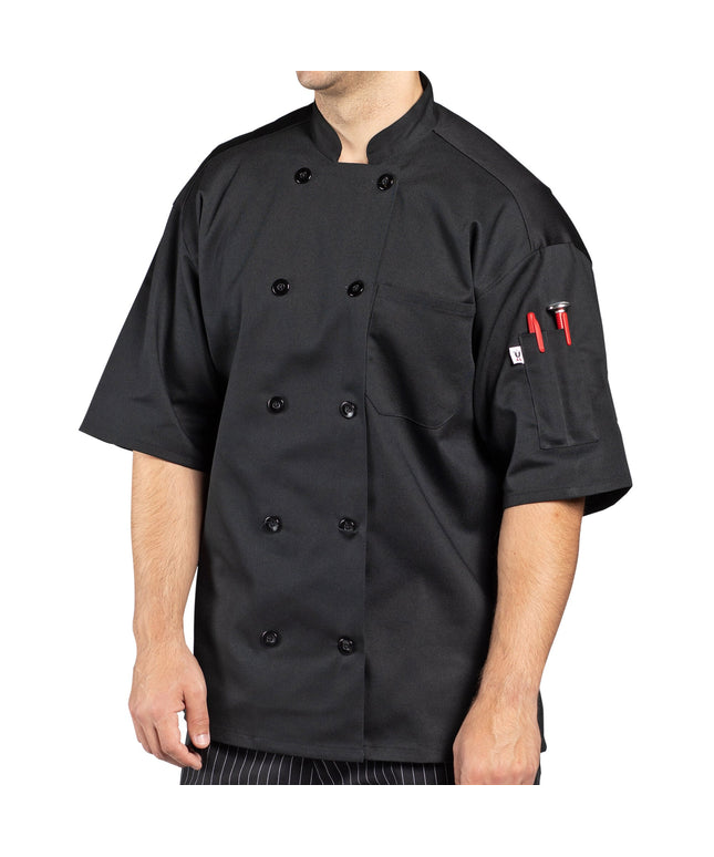 Áo bếp tay ngắn lưng lưới Uncommon Chef Montego Pro Vent 0429 unisex đen, tùy chỉnh - size XL