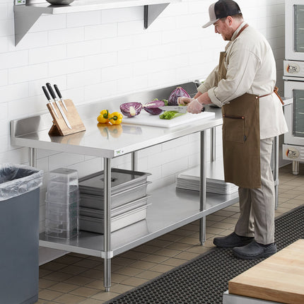 Bàn thao tác inox có kệ dưới Regency 76,2 cm x 304,8 cm 16-Gauge inox bàn thao tác công nghiệp 10,2 cm tấm chắn sau và k