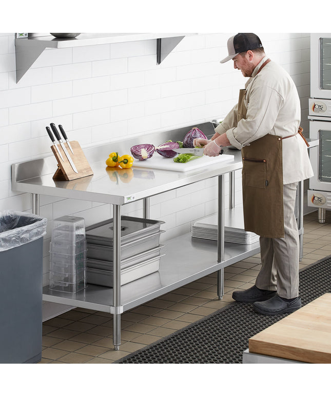 Bàn thao tác inox có kệ dưới Regency 76,2 cm x 304,8 cm 16-Gauge inox bàn thao tác công nghiệp 10,2 cm tấm chắn sau và k