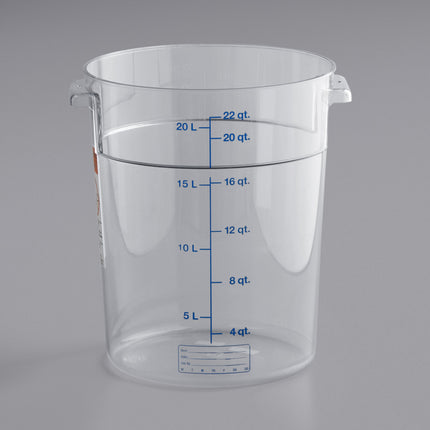 Hộp đựng thực phẩm nhựa polycarbonate tròn trong suốt vạch đo xanh dương Vigor 20,8 lít