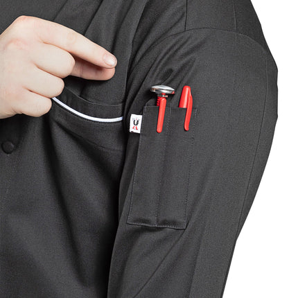 Áo bếp dài tay unisex điều hành Uncommon Chef Murano 0432 màu đen viền trắng tùy chỉnh - 2XL