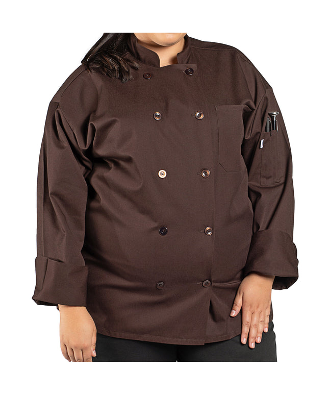 Áo bếp Uncommon Chef Orleans 0488 unisex nâu tùy chỉnh Long tay áo áo bếp - 3XL