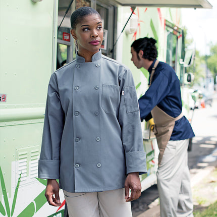 Áo bếp tay dài unisex màu xám thép tùy chỉnh Uncommon Chef Orleans 0488 - size 2XL
