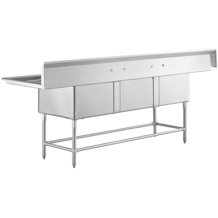 Bồn rửa công nghiệp 3 ngăn kèm hai mặt để ráo 46 cm Regency Spec Line 284 cm