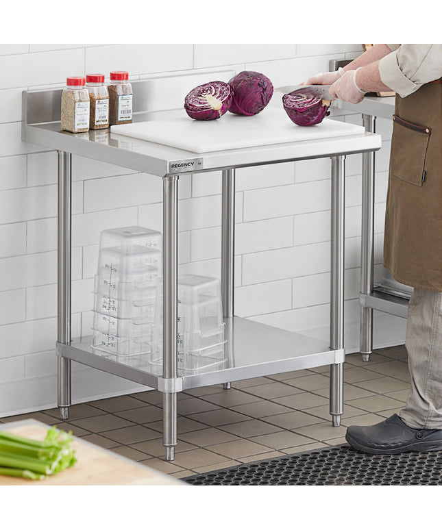 Bàn làm việc inox có kệ dưới Regency Spec Line tấm chắn sau 10 cm 76 x 76 cm