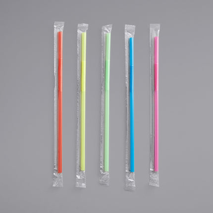 Ống hút xoắn jumbo neon có bọc Choice 22,2 cm - Thùng 2.000 cái
