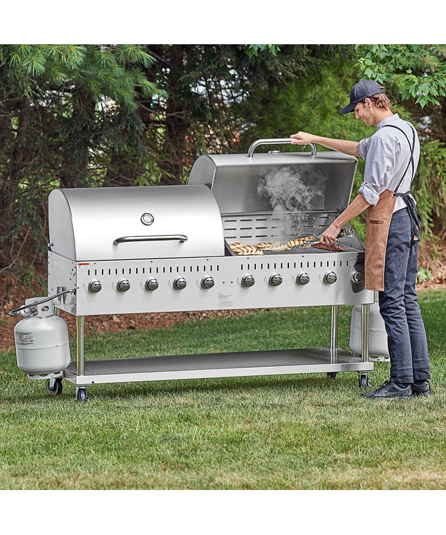Bếp nướng ngoài trời Backyard Pro LPG72RD 183 cm thép không gỉ dùng gas propan kèm nắp vòm cuộn
